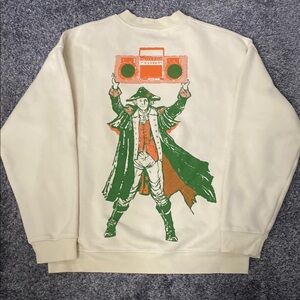 Patriotic Take on “Say Anything” Classic Scene.  Cream Crewneck Sweater. Large
